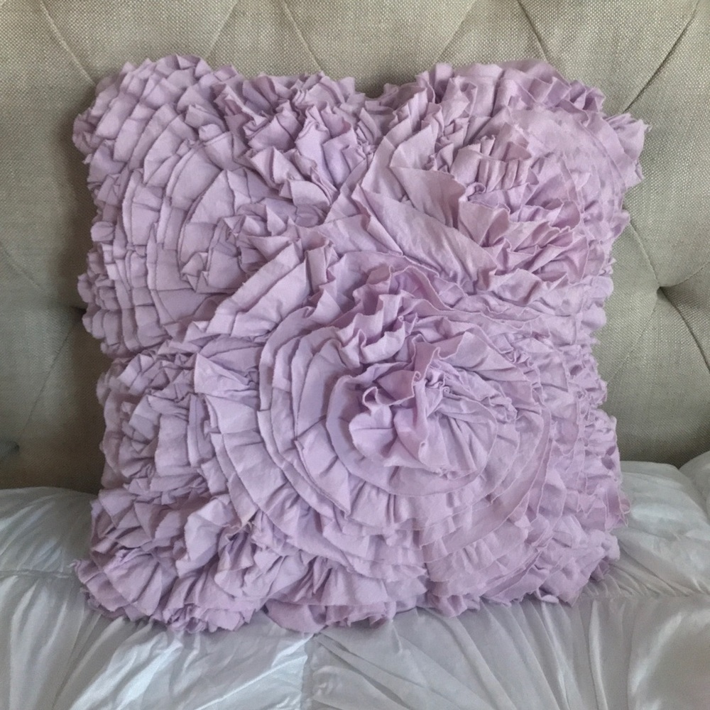 Shabby Chic Jersey Ruffle Square Pillow Lavender